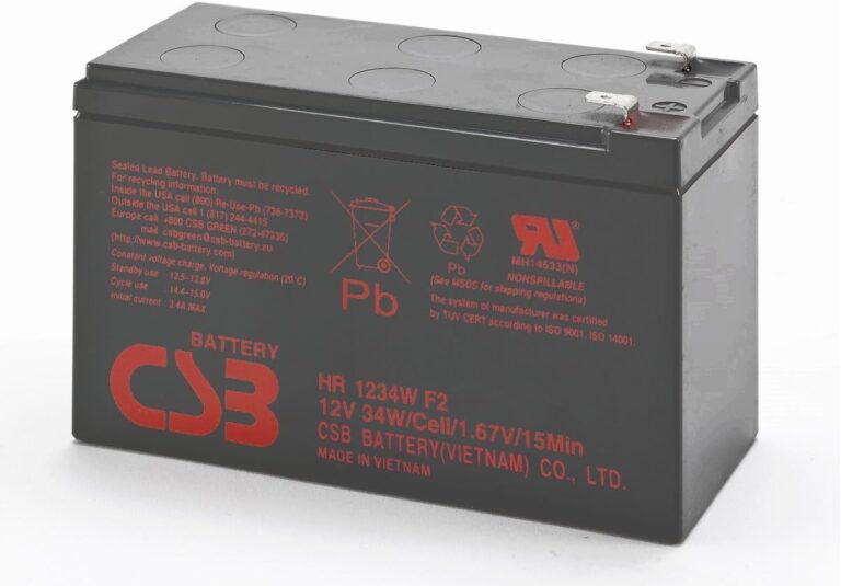 CSB HR1234WF2 High Rate 12V 9Ah SLA Battery with F2 Terminals – Reliable Power for UPS & Emergency Lighting