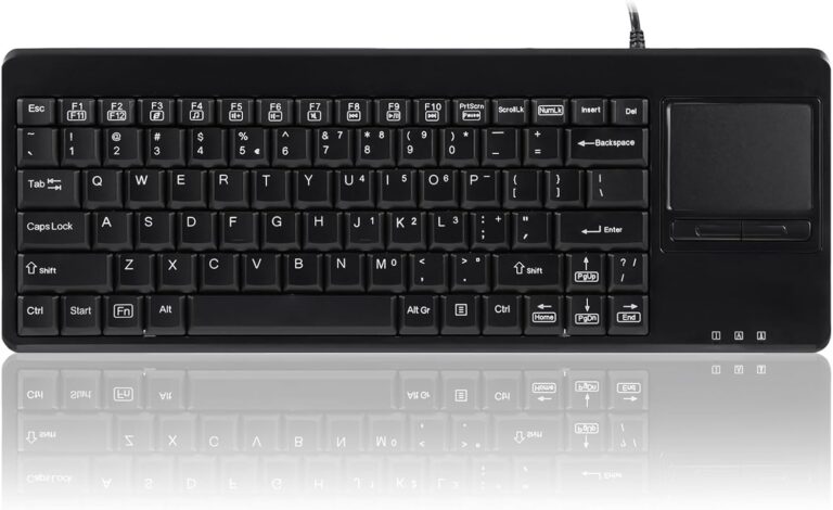 Perixx PERIBOARD-515H Wired USB Keyboard with Touchpad & 2 USB Hubs | US Layout, Black