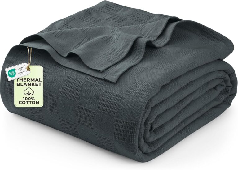 Utopia Bedding Smoke Gray 100% Cotton Blanket – Twin Size, 350GSM Lightweight & Breathable for All Seasons