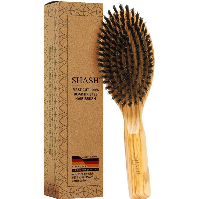 SHASH Everyday 100% Boar Bristle Hair Brush | Made in Germany for Thin to Normal Hair | Scalp Stimulation & Conditioning
