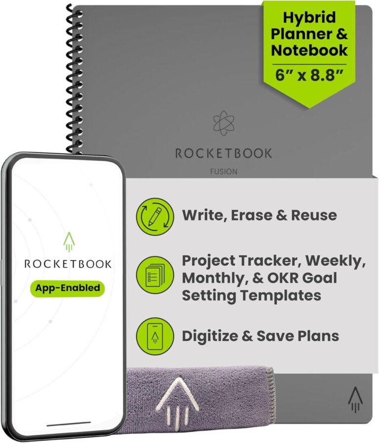 Rocketbook Fusion Hybrid Reusable Planner & Notebook: Undated Executive Planner with Goal Tracker & Blank Pages