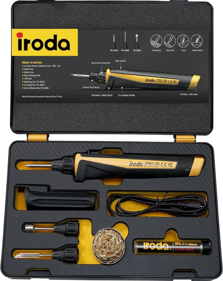 Iroda SolderPro 25LK 30W USB-C Rechargeable Soldering Iron Kit | Pro Grade with 3200mAh Battery, LED Light & Case