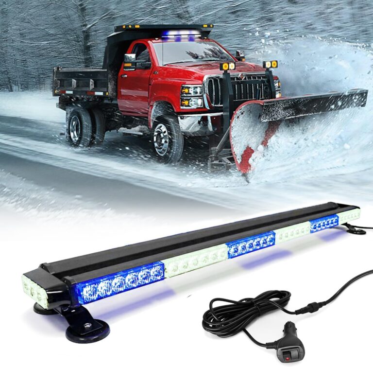 38″ 80 LED Emergency Strobe Light Bar – White/Blue/White Magnetic Rooftop Beacon for Trucks & Security Vehicles