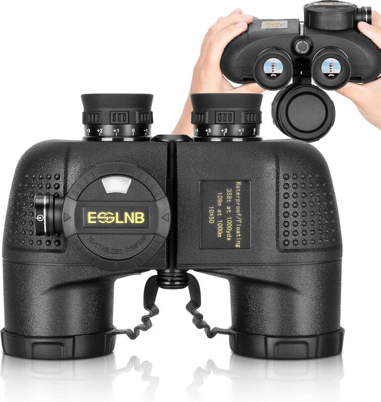 ESSLNB 10X50 Marine Binoculars with Rangefinder & Compass | IPX7 Waterproof, BAK4 Prism for Navigation & Hunting