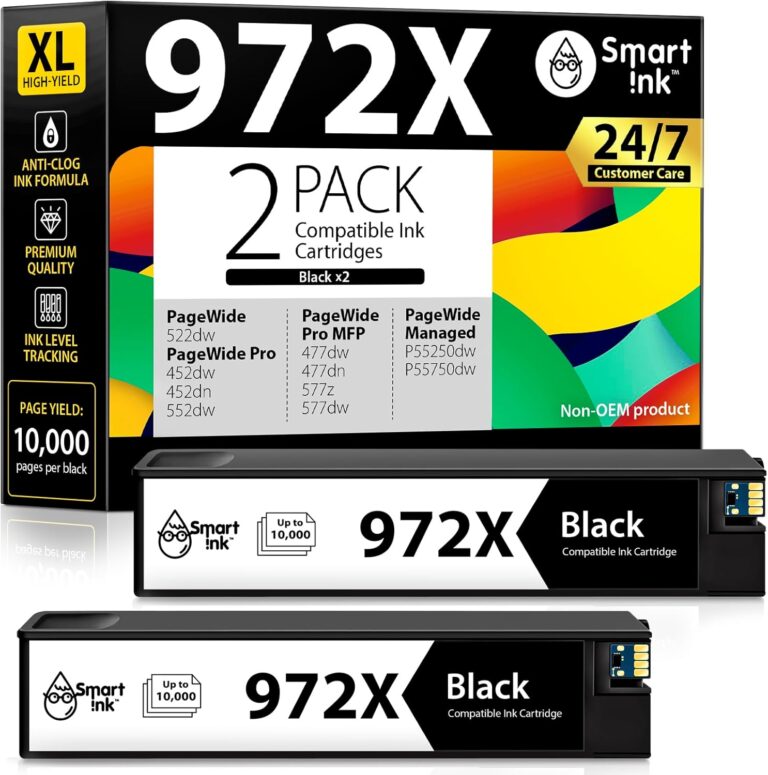 Smart Ink HP 972X Compatible Ink Cartridges (2 Black) for PageWide Pro 477dw, 577dw, 452dn Printers