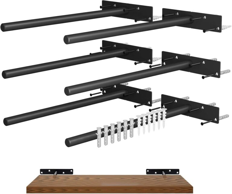Heavy Duty Floating Shelf Brackets 12 Inch – 200LBS Capacity, 6 Pack Hidden Shelf Supports for DIY Wood Wall Shelves