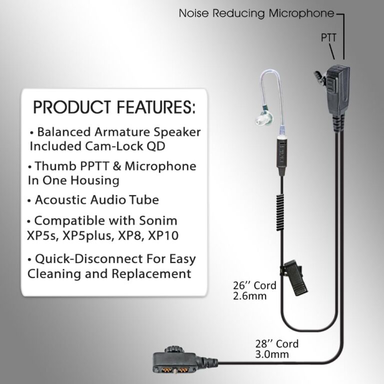 Signal-Pro Split-Wire PTT Earpiece for Sonim XP5S/XP8/XP10 | Thumb PTT Button & Noise-Reducing Mic