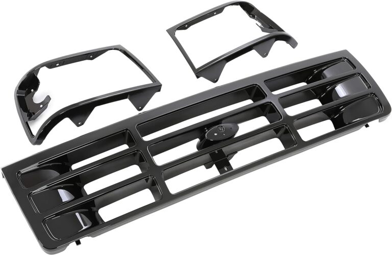 HECASA Black Front Grille & Headlight Bezel for 1992-1997 Ford Bronco F-150 F-250 F-350 | FO1200172 Replacement