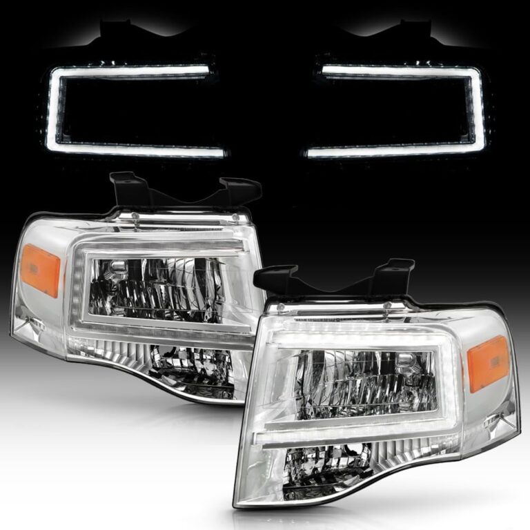 KEEKPO Chrome Housing Headlights for 2007-2014 Ford Expedition – Upgrade Style Replacement Pair Set