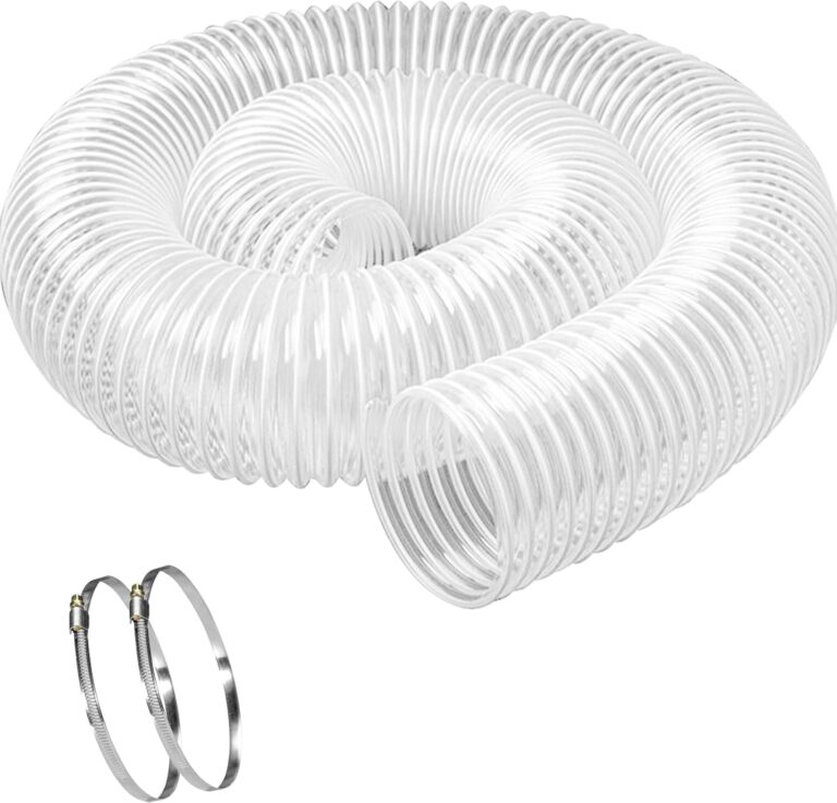 Heavy PVC Dust Collection Hose 5″ x 10′ | Puncture Resistant with Steel Coil for Woodworking & Workshops