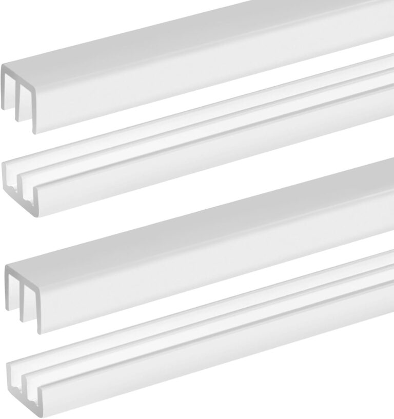 Landical 2 Sets Plastic Sliding Door Track Kit for Cabinets & Windows – 3ft White Double Rail System for 1/4″ Panels