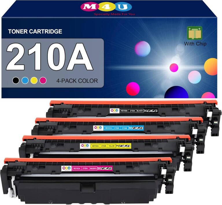 210A Toner Cartridges 4 Pack with Chip – Replacement for HP 210A 210X, Color LaserJet Pro 4201/4301 Series (Black, Cyan, Yellow, Magenta)