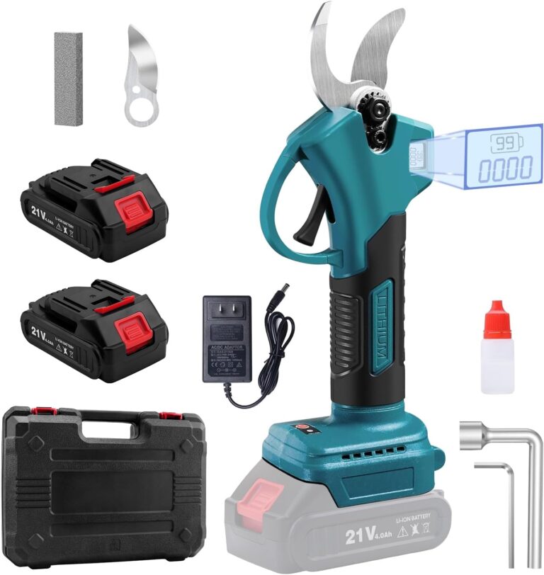 Electric Pruning Shears Cordless: 1.2 Inch Cutting Diameter, LCD Display, 2 Batteries & Blades for Tree & Garden Pruning