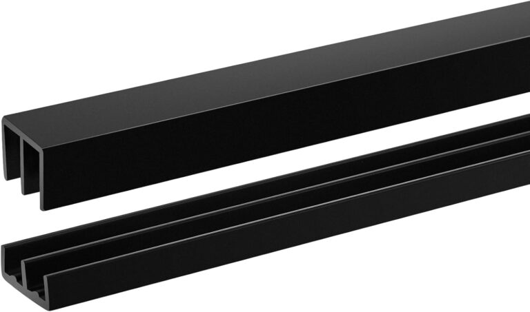 Landical 4ft Sliding Cabinet Door Track Hardware Set for 1/4″ Panels – Easy Install for Closet & Window Doors (Black)