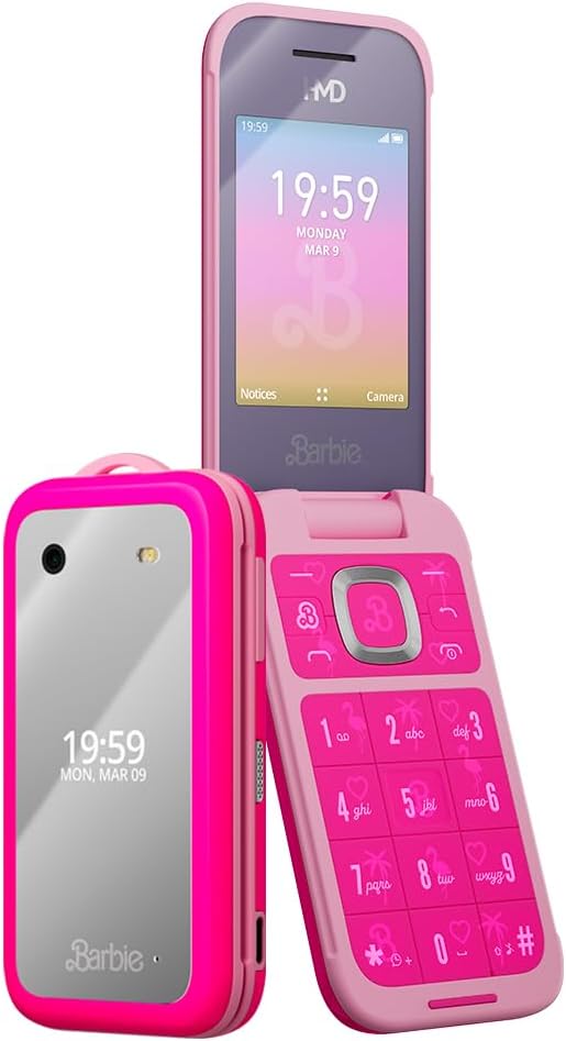 HMD Barbie Flip Phone | Unlocked KaiOS Smart Feature Phone in Power Pink | US Version