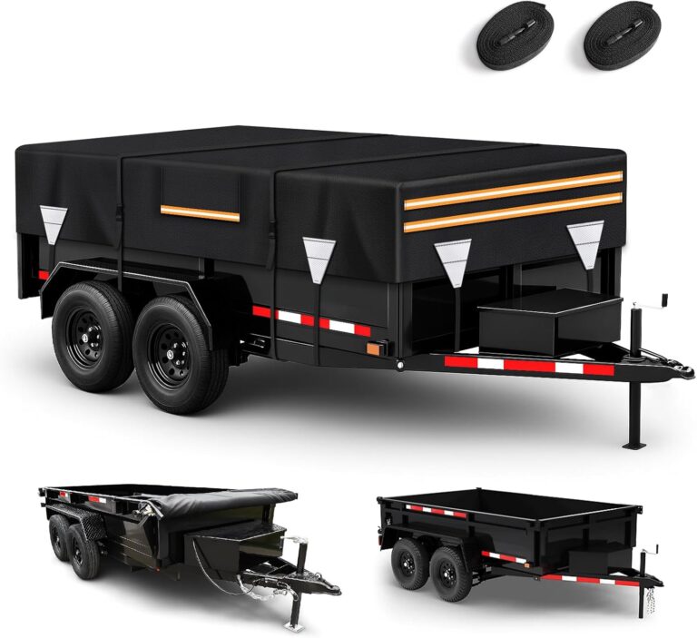 5×10 Waterproof Dump Trailer Cover, Heavy Duty 600D Windproof Utility Trailer Cover with Ropes for All-Weather Protection
