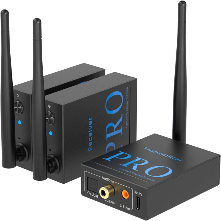 1Mii 3-in-1 Wireless Audio Transmitter Receiver: 20ms Low Latency, 320ft Range for Subwoofers, Speakers & Amps