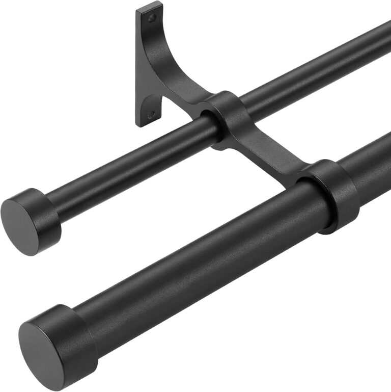 Matte Black Double Curtain Rods, 140-164 Inch Adjustable Drapery Rod with Full Surround Brackets